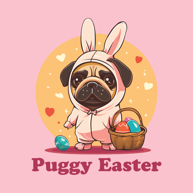 Easter bunny pug easter eggs by StepInSky