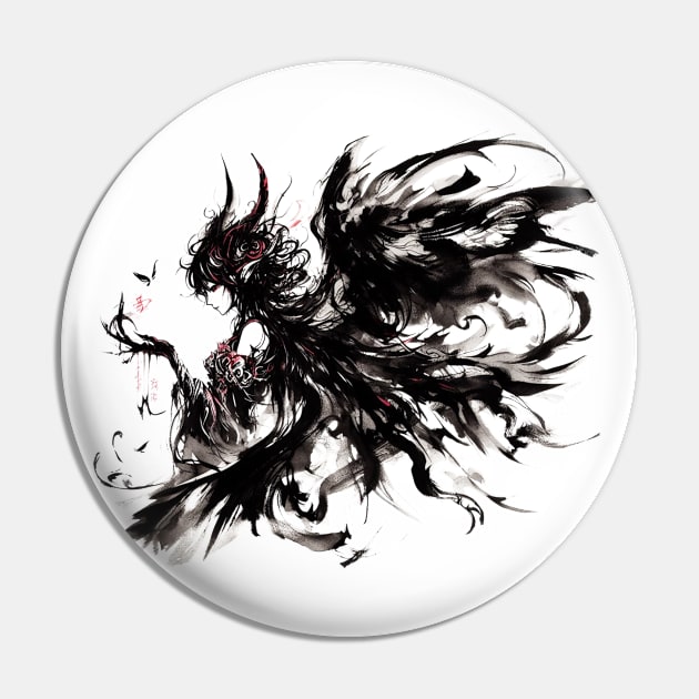 Mystic Enigma, Dark Angel Pin by T-Shirt Paradise