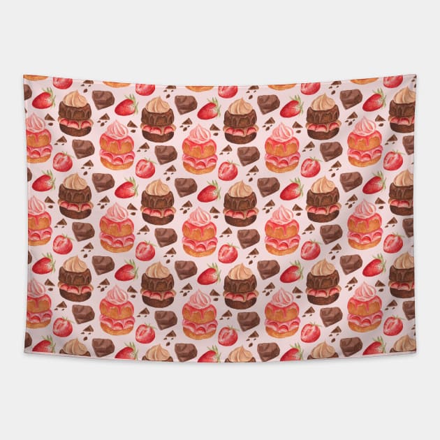 Chocolate and strawberry biscuits Tapestry by Flowersforbear