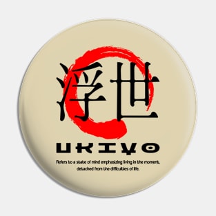 Ukiyo meaning Japanese kanji words character symbol 121 Pin