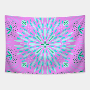 Pink Cyan Starburst Tapestry