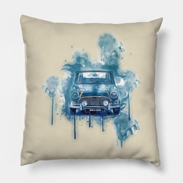 Mini Cooper Splash Art Pillow by AaaahEeeekStudio