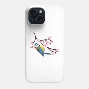 Blue tit and cherry blossom Phone Case