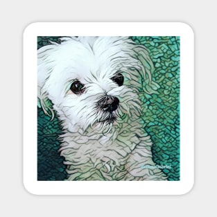 Fur Baby Fluffy, white maltese, white dog, cute dog, maltese puppy, cute dog stuff, artsy dog stuff, pet stuff, dog tote Magnet