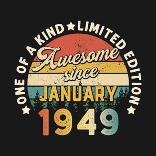 Born In January 1949 72nd Birthday Vintage 72 Years Old Gift T-Shirt