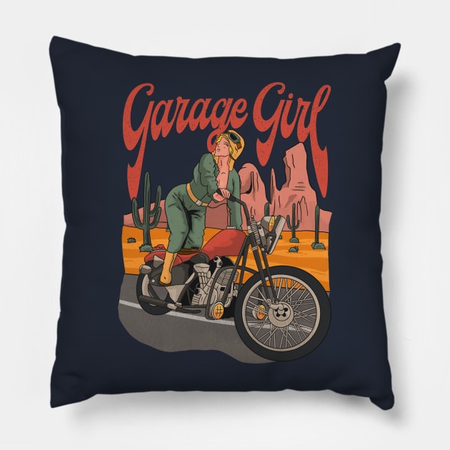 Garage girl Pillow by lasthopeparty