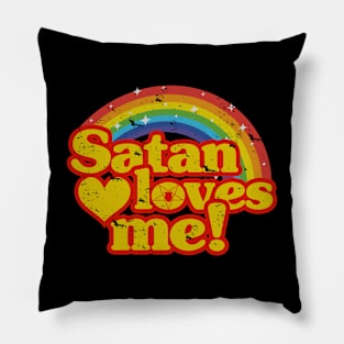 Distressed Satan Loves Me! Pillow