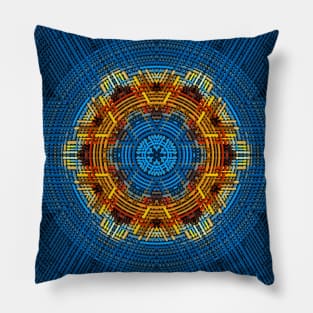 Weave Mandala Blue Yellow and Red Pillow