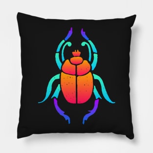 Trippy Psychedelic Rave Scarab Beetle Pillow