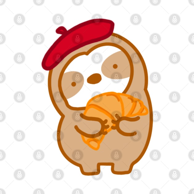 Cute Parisian Croissant Sloth by theslothinme