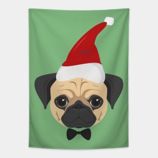 Christmas Santa Pug Tapestry