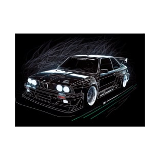 BMW M3 E30 Drift Car Print T-Shirt