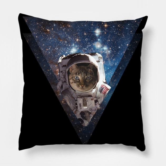 Astronaut Space Cat in Galaxy Pillow by Bluepress