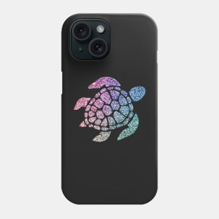 Rainbow Ombre Faux Glitter Turtle Phone Case