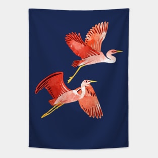 Coral Birds in Flight Tapestry