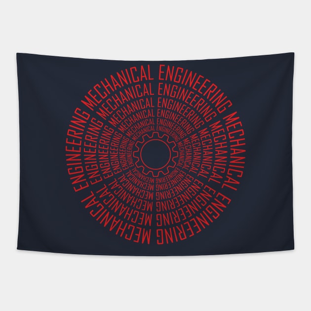 mechanical engineering text with gear logo Tapestry by PrisDesign99