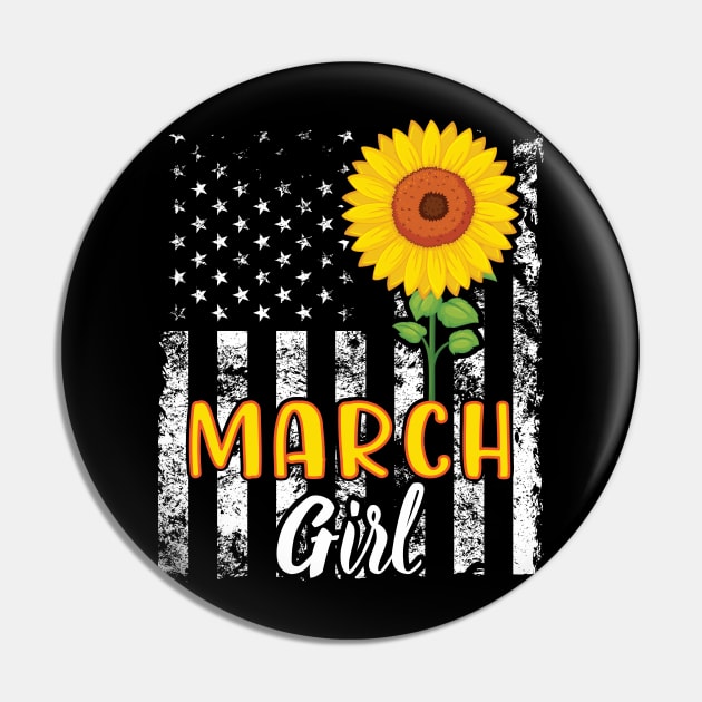 US Flag And Sunflower Happy Birthday March Girl Daughter Pin by joandraelliot