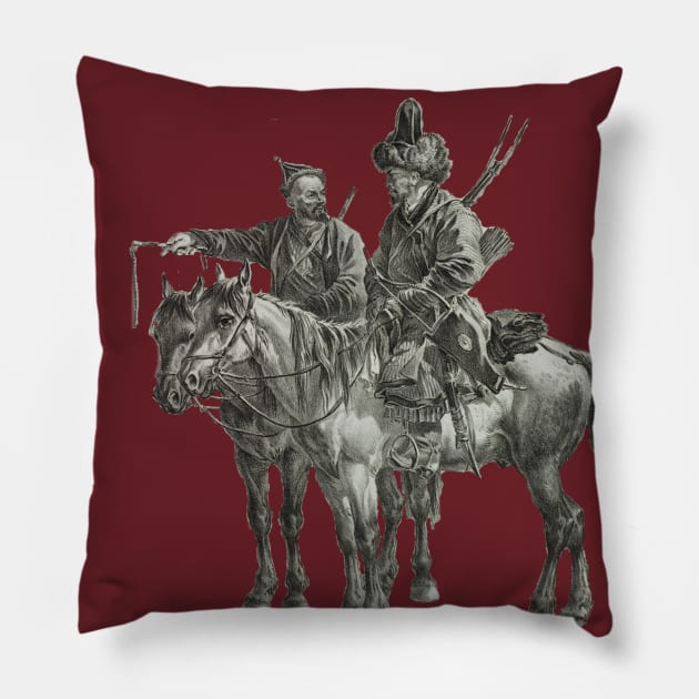 Steppe Nomads on Horseback Pillow by ArianJacobs