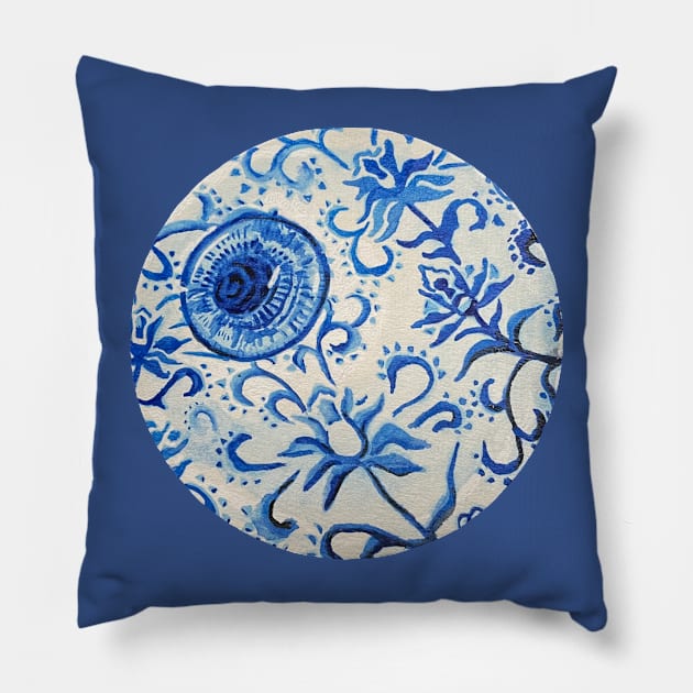 Blue China Eyeball Pillow by RaLiz