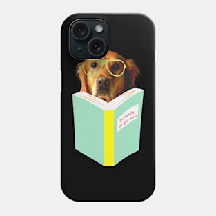 Golden Retriever reading in eyeglasses Phone Case