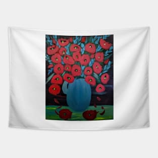 Metallic red poppies Tapestry