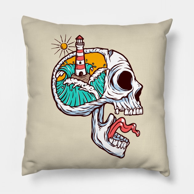 Lighthouse my mind Pillow by Mako Design 