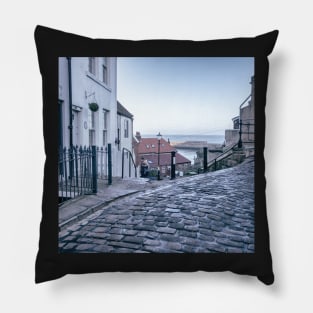 Whitby town cobbled streets and seaview Pillow