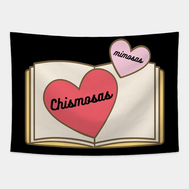 Mimosas and Chismosas Book Club Design Tapestry by Thisdorkynerd