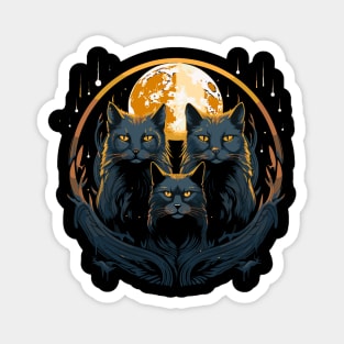 Three Cats Moon Magnet