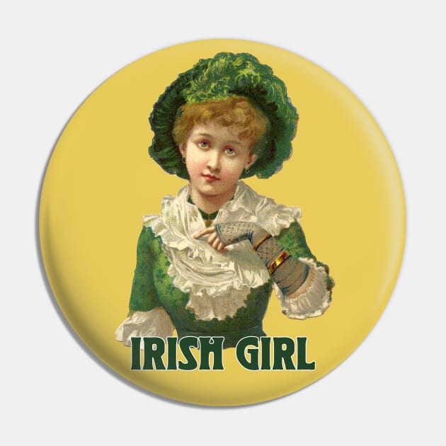 Irish Girl / Vintage Style Illustration Design Pin by DankFutura