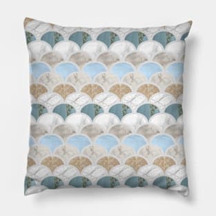 preppy minimalist neutral color beige marble mermaid scales Pillow