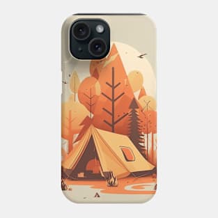 Camping in Tent, Autumm Adventure in the Forest Phone Case