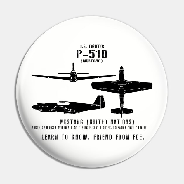 P-51 Mustang WWII Fighter Spotter Series Pin by DesignedForFlight