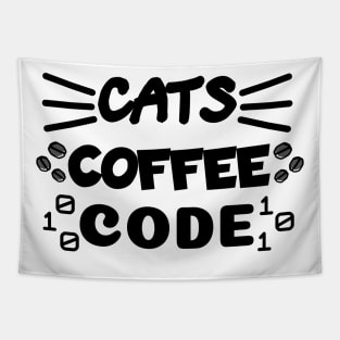 Cats Coffee Code | The 3 Best Things in the World Tapestry