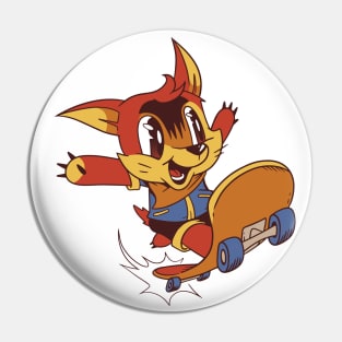 Cute Cartoon Skater Fox Graphic Design Pin