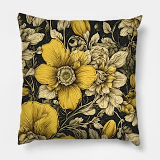 golden yellow floral pattern design 5 Pillow