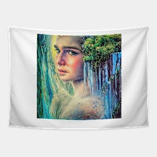 Portrait of pretty young woman and some nature Tapestry