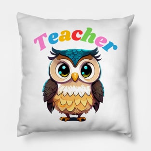 Teacher cartoon owl Pillow