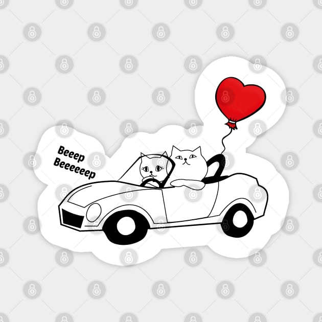 Funny Cat Quote, Cat Driving A Car, Cool Cat Valentines Day Magnet by Estrytee