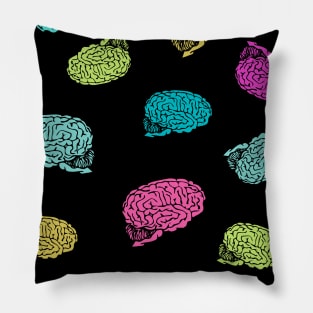 human brain collage in white Pillow