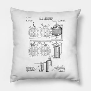 Brewery Patent - Beer Art - Black And White Pillow