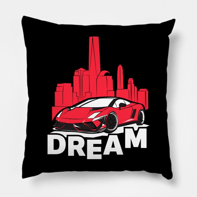 Dream Sports Car For Car enthusiasts Pillow by GrafiqueDynasty