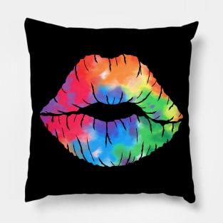 Tie Dye Rainbow Lips Pillow