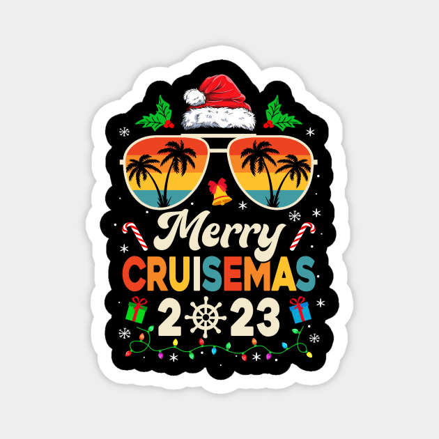 Merry Cruisemas 2023 Christmas Santa Reindeer Cruise Retro Magnet by James Green