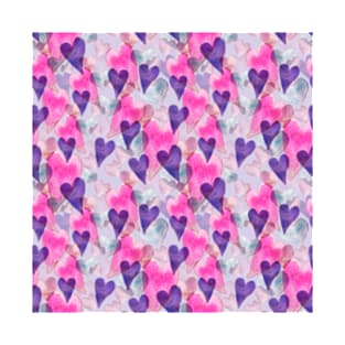 Hearts in violet und pink T-Shirt