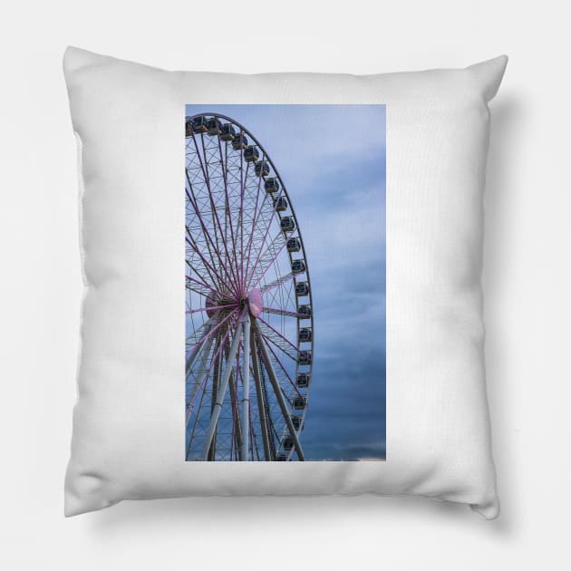 Waterfront Ferris Wheel in Seattle Pillow by Robtography