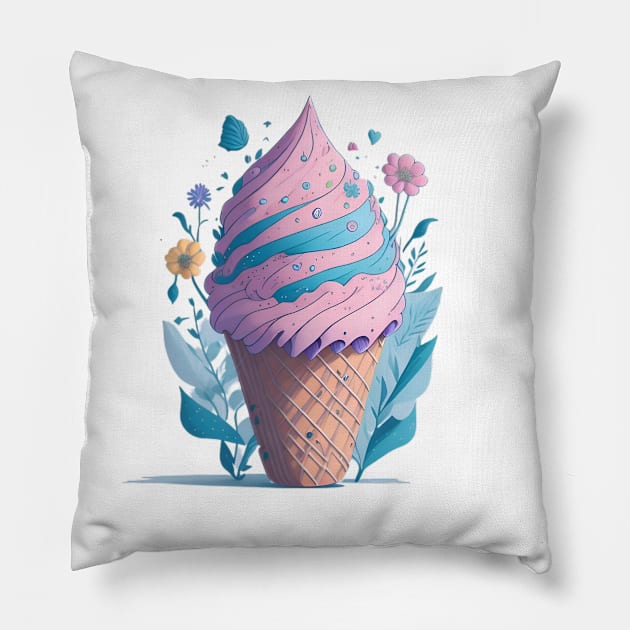 ice cream graffiti illustration Pillow by emofix