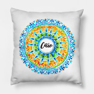 Caio! Watercolor Mandala Pillow