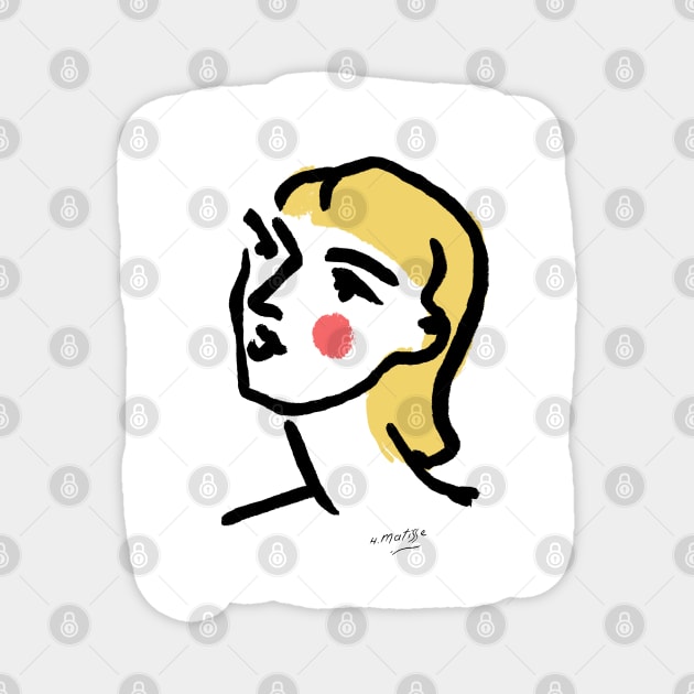 Minimalist Expressionist Woman Portrait Illustration Magnet by denizko