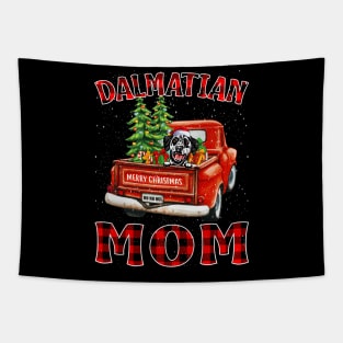 Christmas Dalmatian Mom Santa Hat Truck Tree Plaid Dog Mom Christmas Tapestry